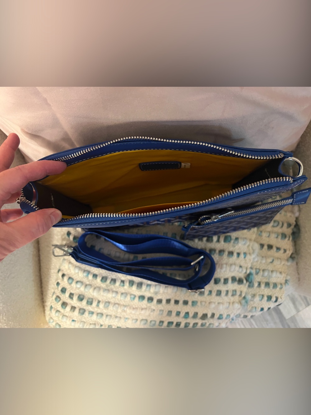 INSPIRED Blue Patterned Crossbody Set with Wristlet - Picture 2 of 10